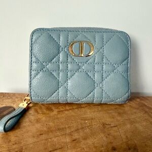 Dior Blue Cannage Compact Wallet
